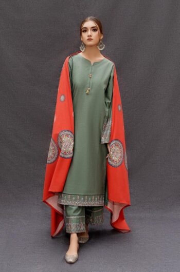 3 Pcs Women's Unstitched Embroidered Suit